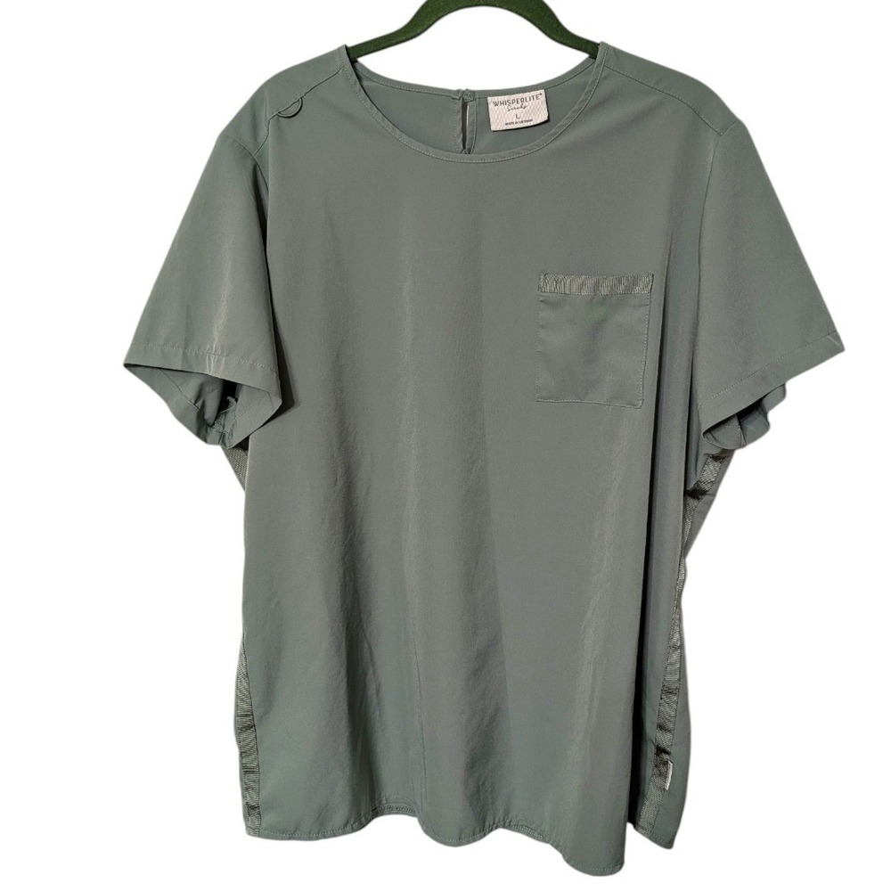 Whisperlite Scrubs Women Olive Green Short Sleeve Crewneck Scrub Top Size Large